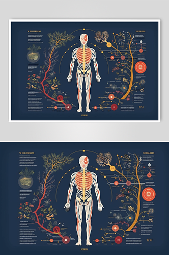 AI数字艺术卡通人体器官结构医疗医学插画