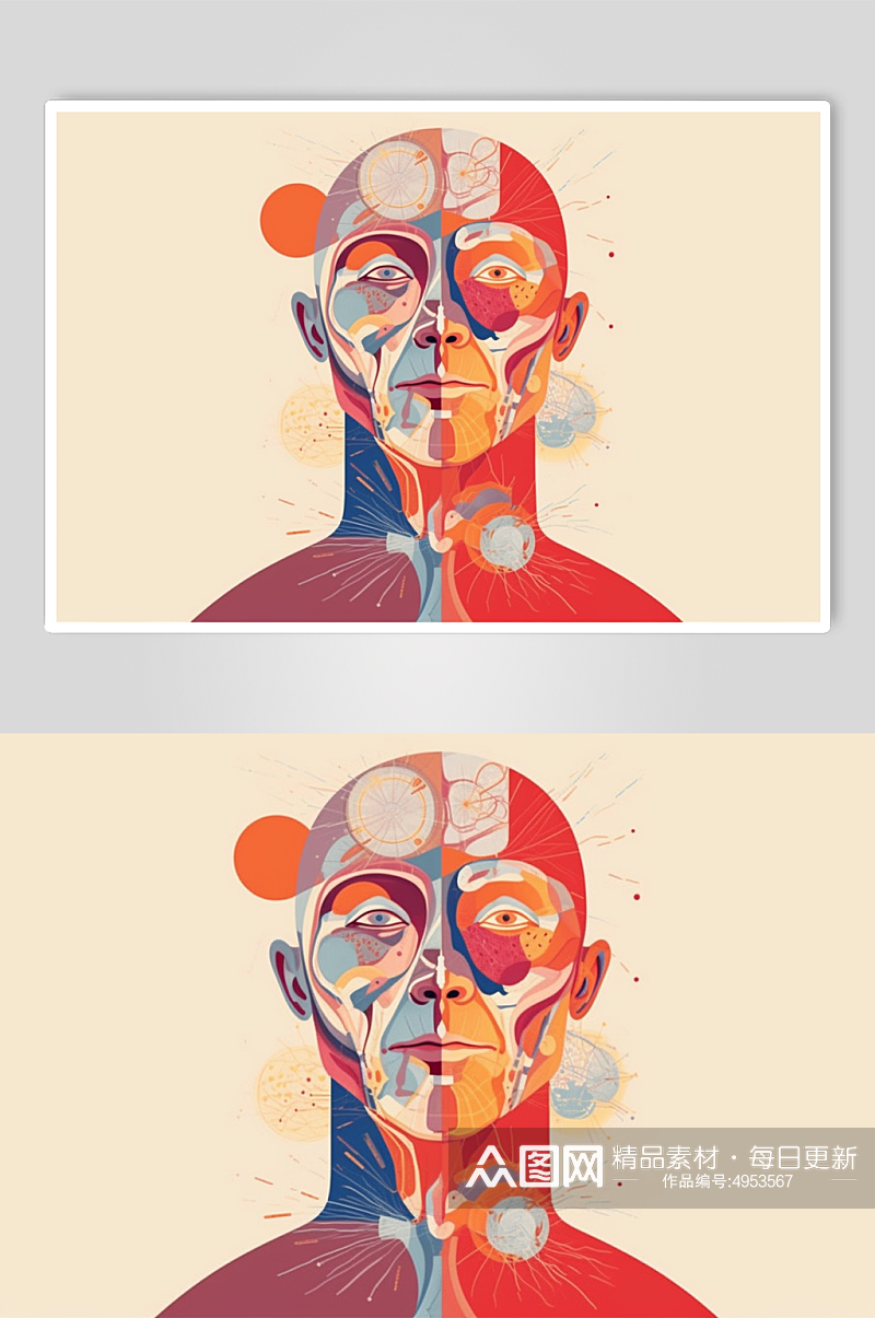 AI数字艺术卡通人体器官结构医疗医学插画素材