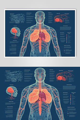 AI数字艺术卡通人体器官结构医疗医学插画