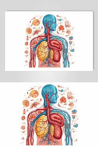 AI数字艺术卡通人体器官结构医疗医学插画
