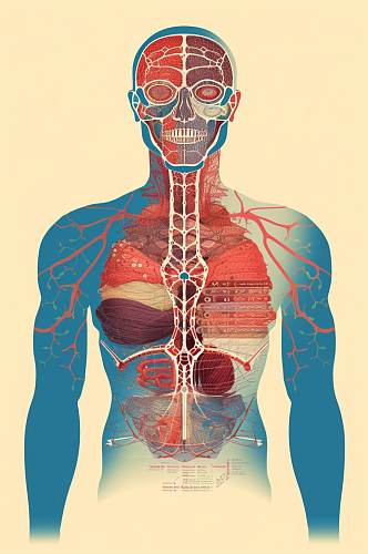 AI数字艺术卡通人体器官结构医疗医学插画
