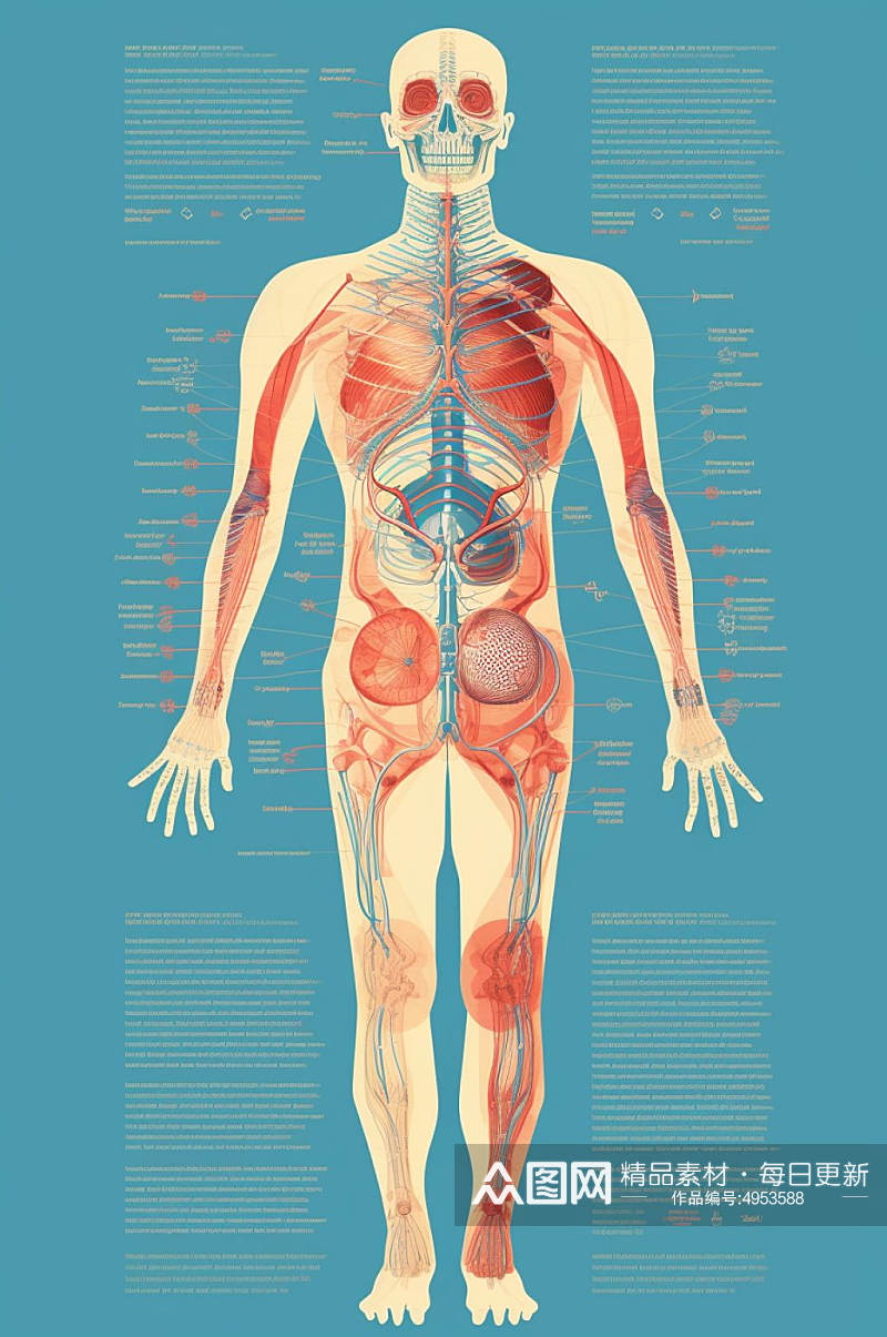 AI数字艺术卡通人体器官结构医疗医学插画素材