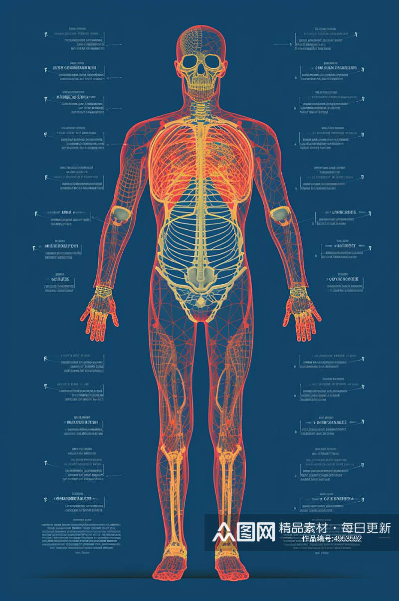 AI数字艺术卡通人体器官结构医疗医学插画素材