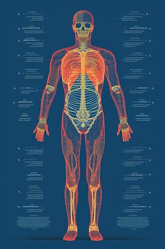 AI数字艺术卡通人体器官结构医疗医学插画