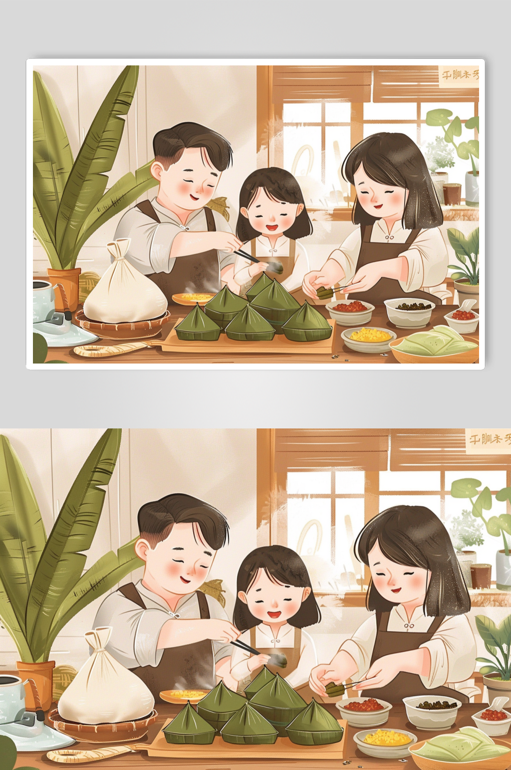 AI數(shù)字藝術(shù)端午節(jié)包粽子人物插畫素材