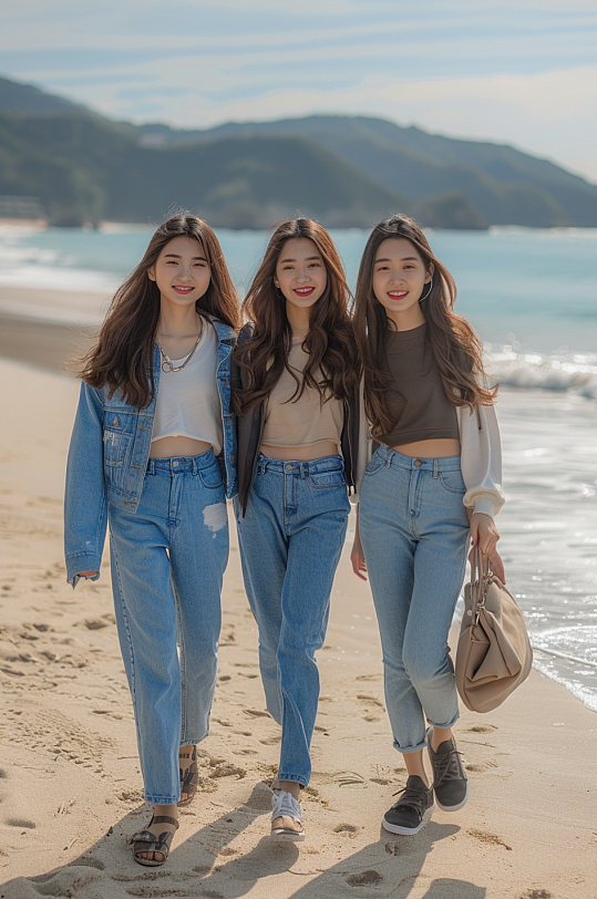 数字艺术毕业季海边毕业旅行人物摄影图-众图网