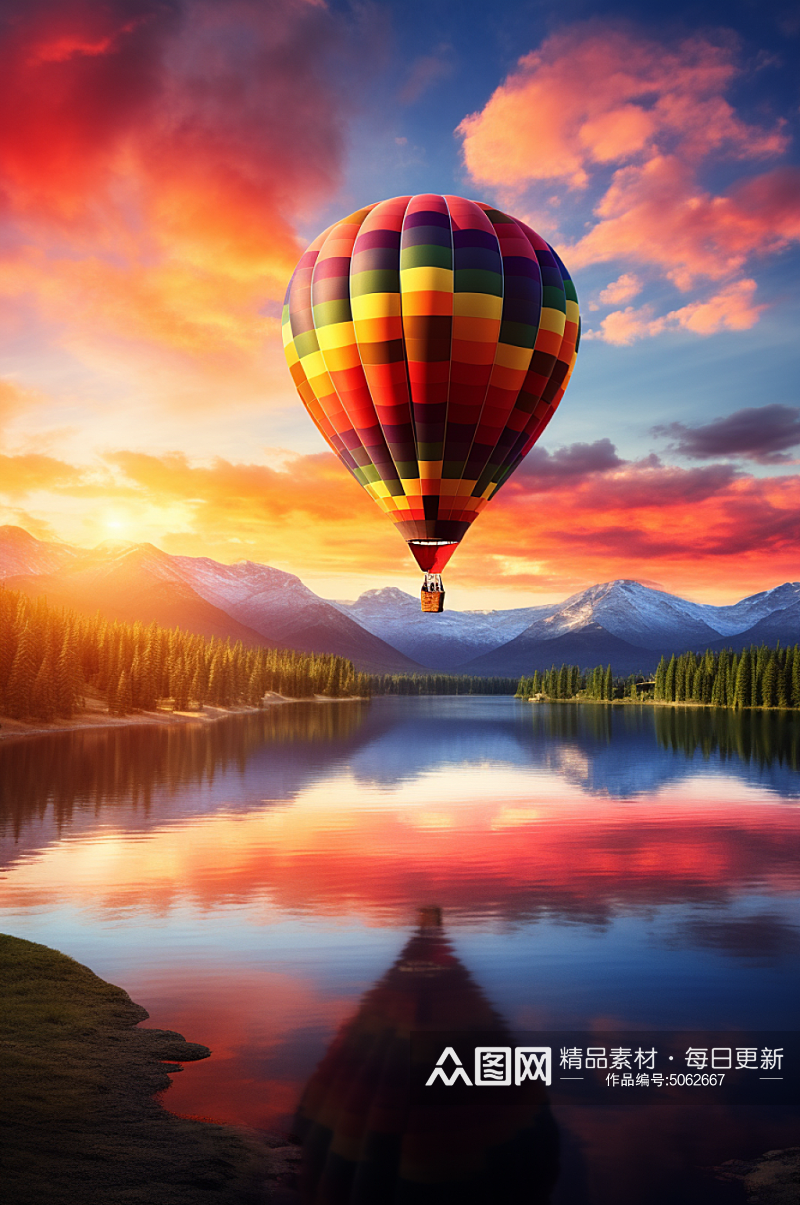 AI数字艺术企业精神热气球摄影图片素材