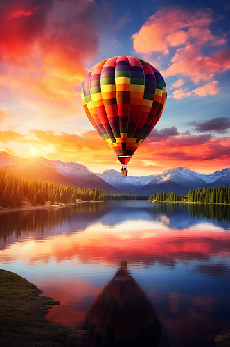 AI数字艺术企业精神热气球摄影图片
