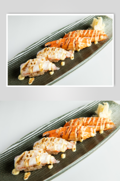 白底炙烤蟹柳日料日本料理美食摄影图片