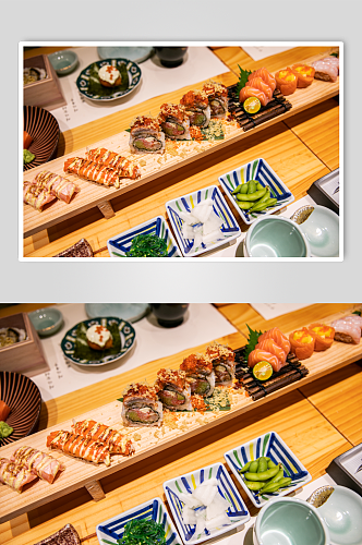 炙烤蟹柳寿司日料日本料理美食摄影图片