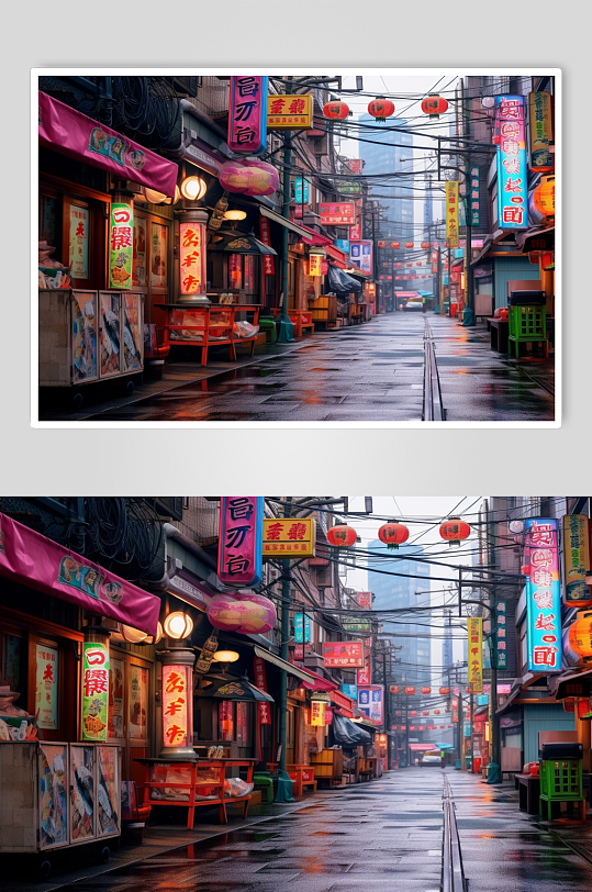 AI数字艺术高清唯美日本日系街道摄影图片