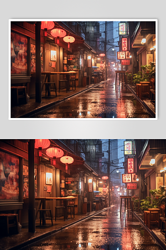 AI数字艺术高清唯美日本日系街道摄影图片