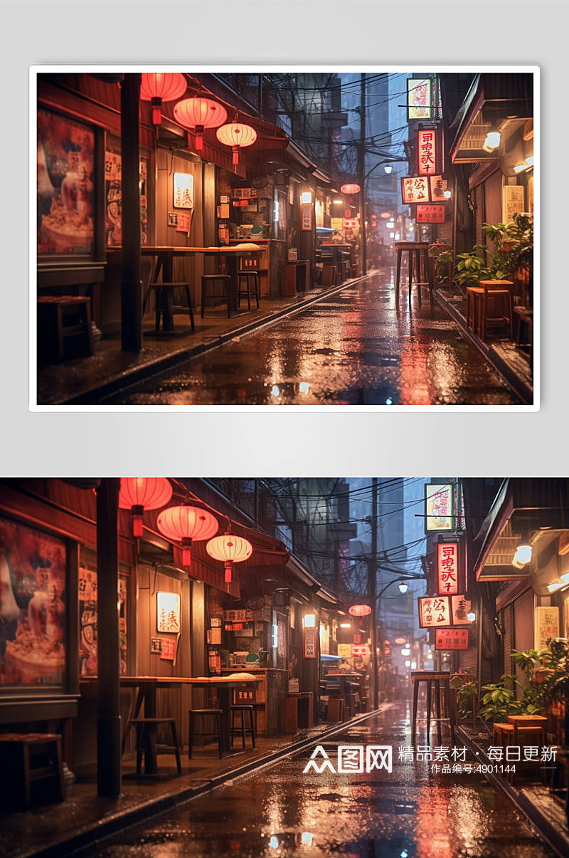 AI数字艺术高清唯美日本日系街道摄影图片素材
