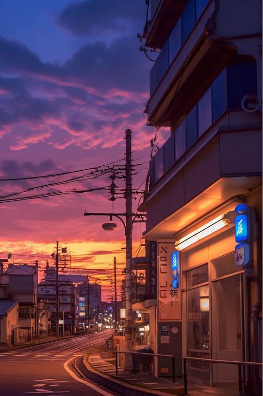 AI数字艺术高清唯美日系街道摄影图片