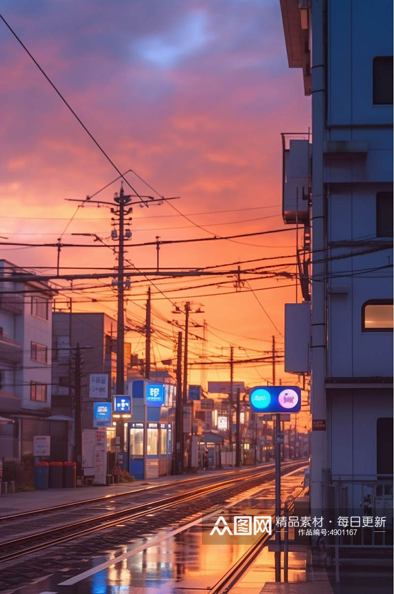AI数字艺术高清唯美日本日系街道摄影图片素材
