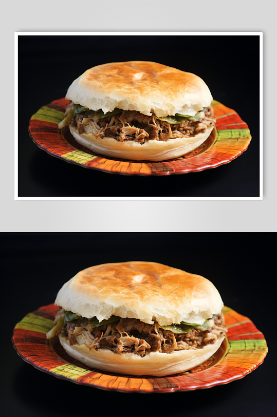 AI数字艺术肉夹馍面食美食摄影图
