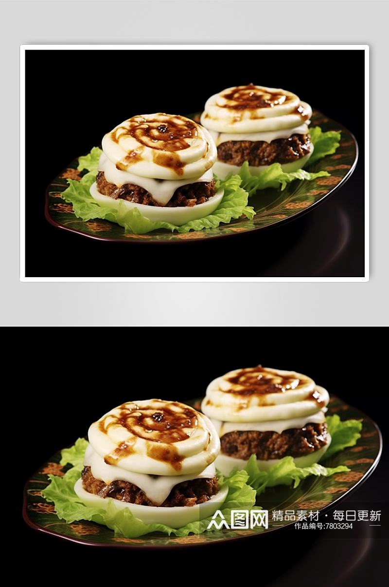 AI数字艺术肉夹馍面食美食摄影图素材