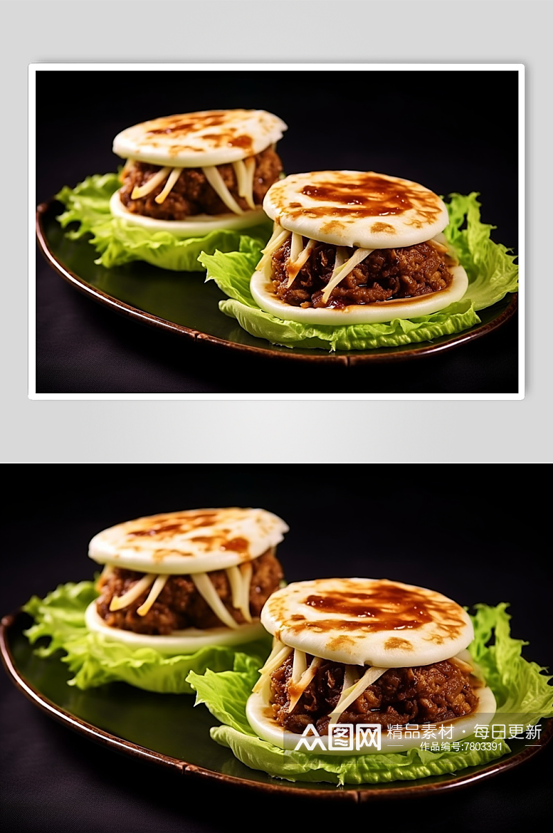 AI数字艺术肉夹馍面食美食摄影图素材