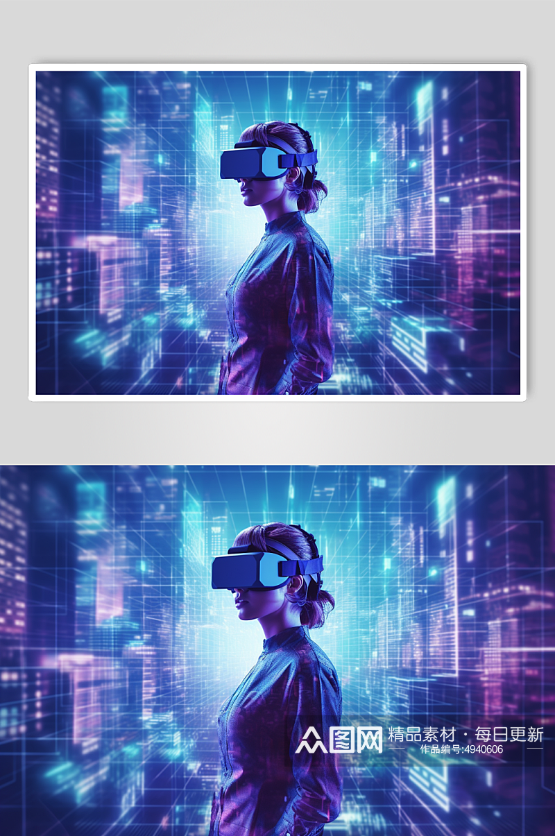 AI数字艺术科技赛博朋克VR眼镜人物图片素材