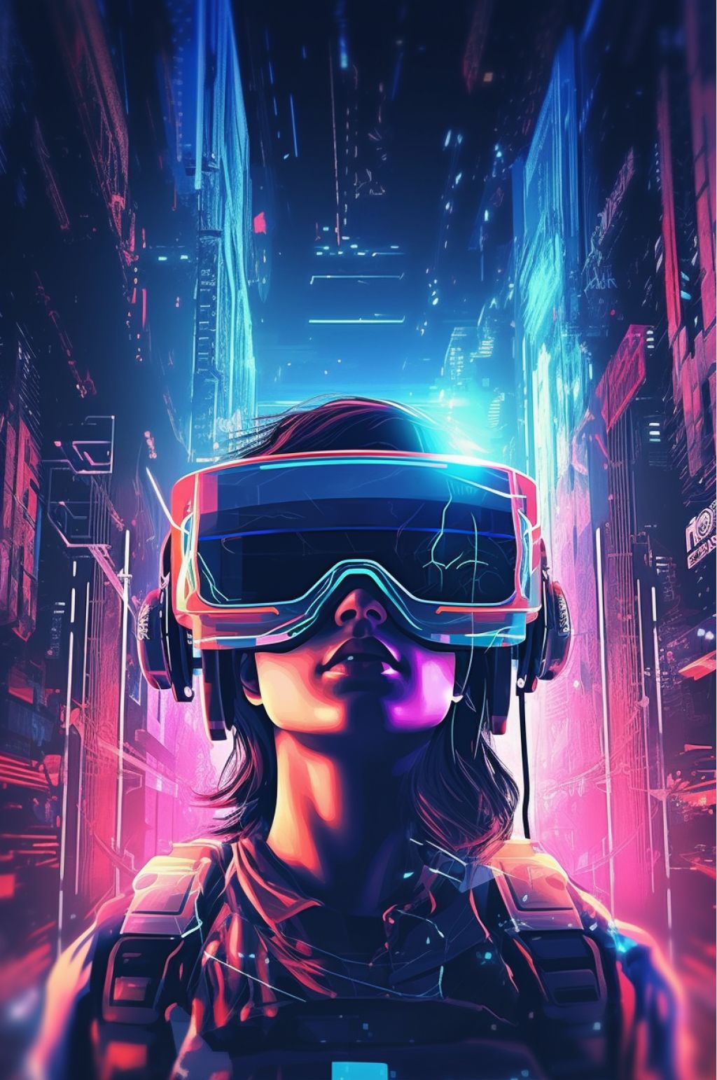 AI数字艺术炫酷赛博朋克VR眼镜人物图片素材