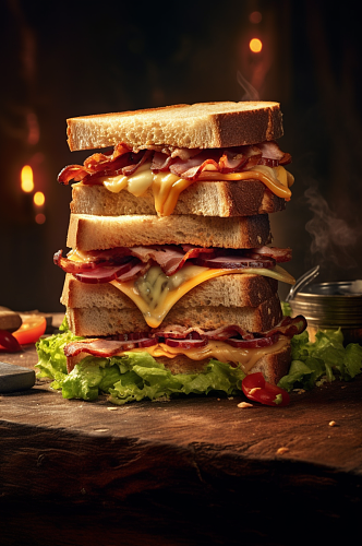 AI数字艺术大份的三明治食物美食摄影图片