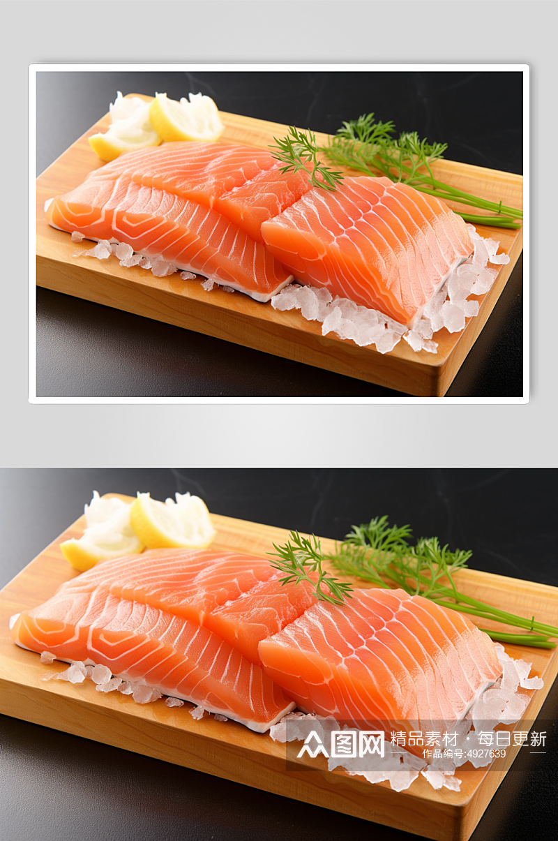 AI数字艺术日本三文鱼刺身寿司美食摄影图素材