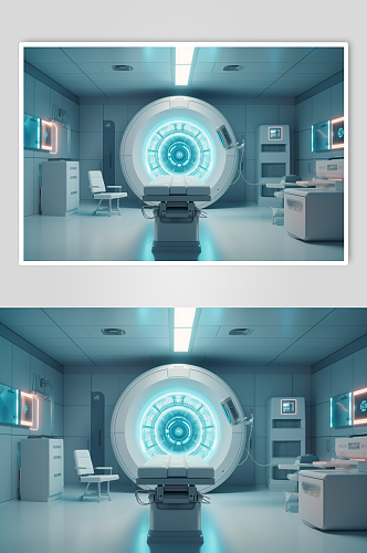 AI数字艺术CT扫描机器医疗仪器摄影图片