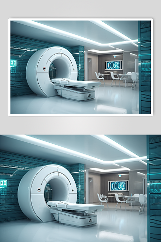 AI数字艺术CT扫描机器医疗仪器摄影图片