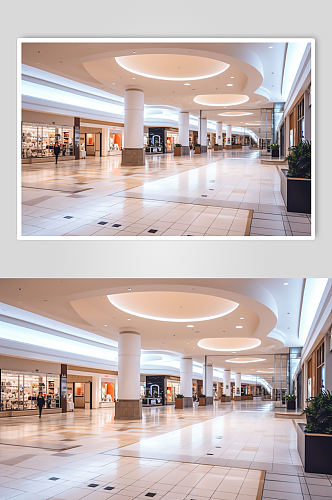 AI数字艺术城市购物中心室内设计摄影图