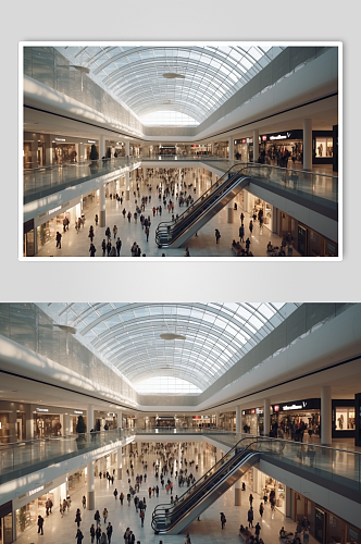 AI数字艺术城市购物中心室内设计摄影图