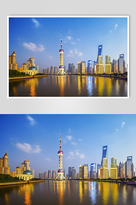 AI数字艺术高清东方明珠上海景点摄影图片