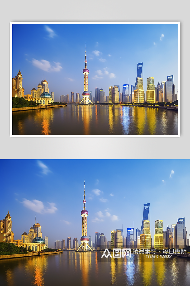 AI数字艺术高清东方明珠上海景点摄影图片素材