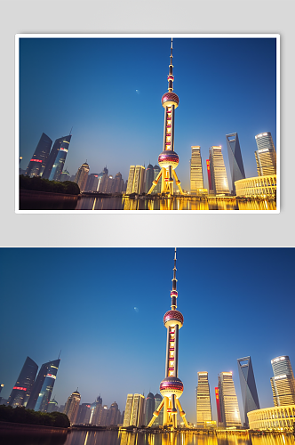 AI数字艺术高清东方明珠上海景点摄影图片