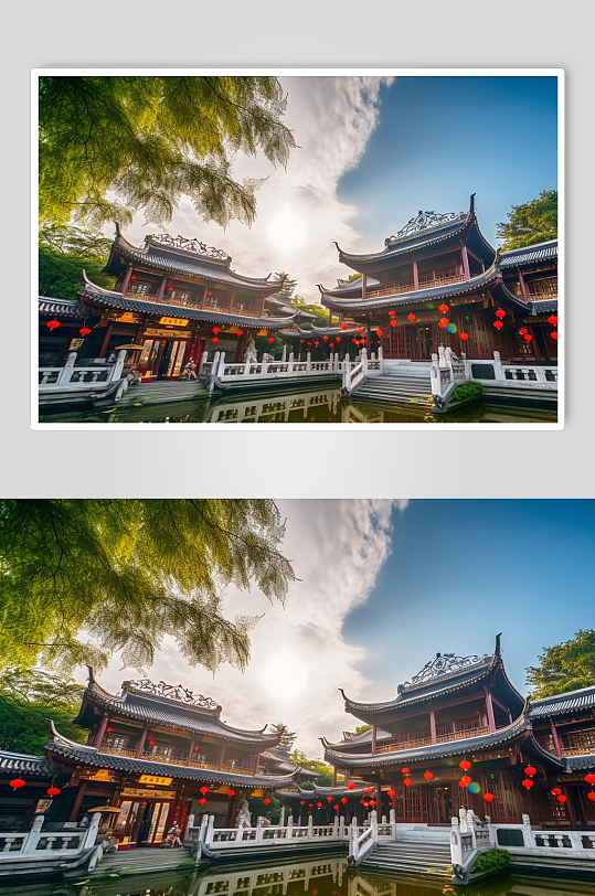 AI数字艺术高清城隍庙上海景点摄影图片