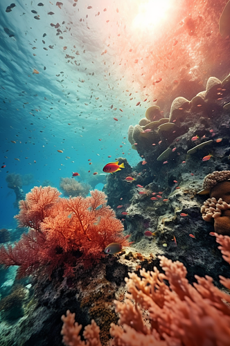 AI数字艺术创意水下珊瑚群摄影图片