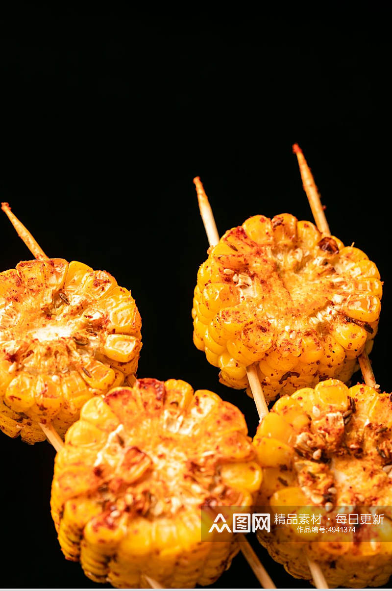 烤玉米烧烤小吃夜宵美食摄影图片素材