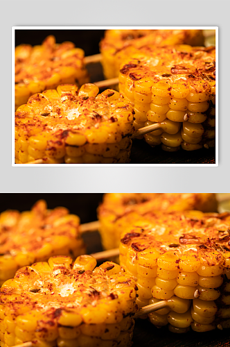 烤玉米烧烤小吃夜宵美食摄影图片