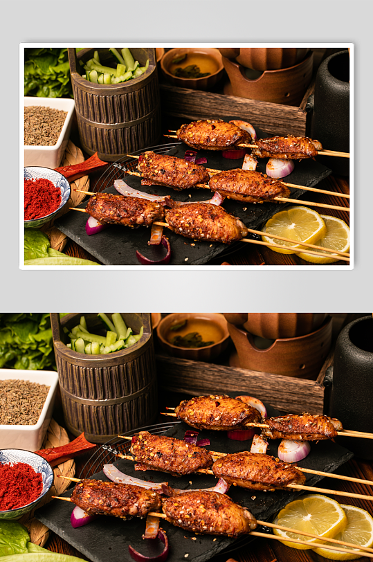 烤麻辣鸡中翅烧烤夜宵美食摄影图片-众图网