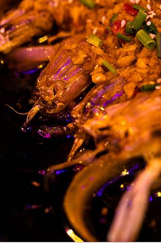 铁板皮皮虾烧烤食物美食摄影图片