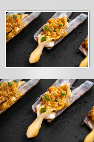 清蒸蒜蓉竹蛏王烧烤食物美食摄影图片