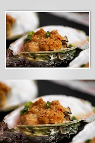 鲜香烤生蚝烧烤食物美食摄影图片