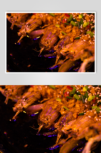 铁板皮皮虾烧烤食物美食摄影图片