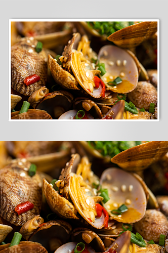 捞汁花甲烧烤食物美食摄影图片