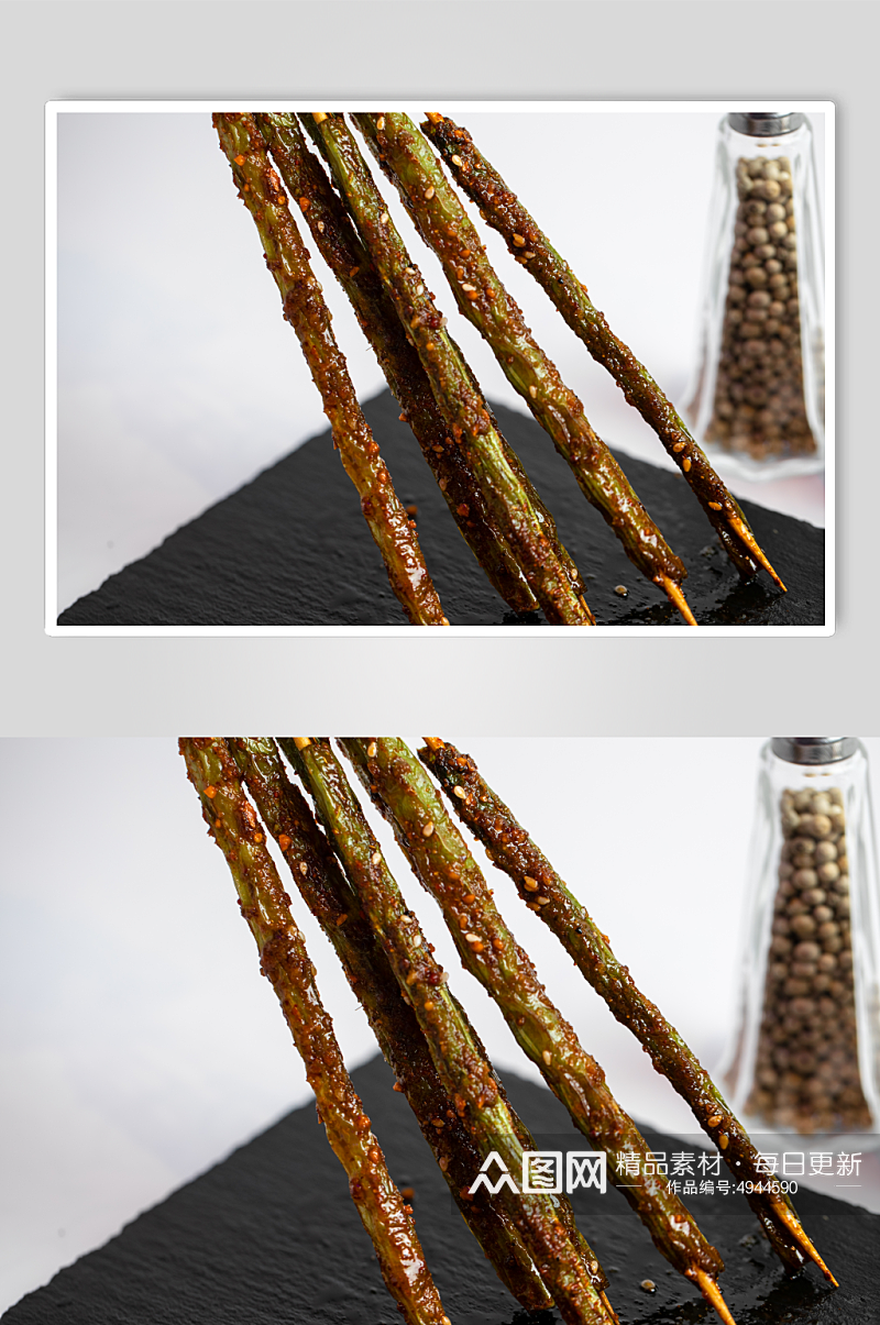 烤四季豆烧烤食物美食摄影图片素材