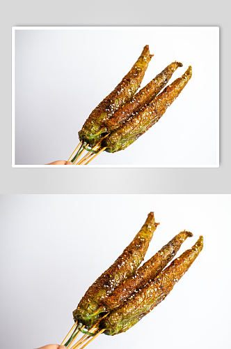 烤青椒烧烤食物美食摄影图片