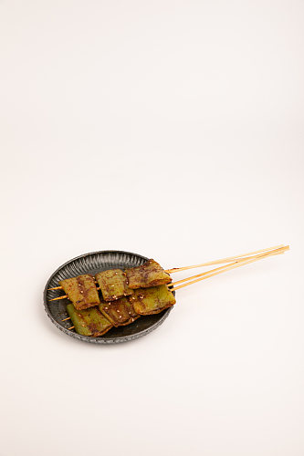 烤青椒烤蔬菜小吃烧烤食物摄影图片