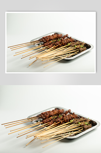 牛肉烤串烧烤菜品美食摄影图片