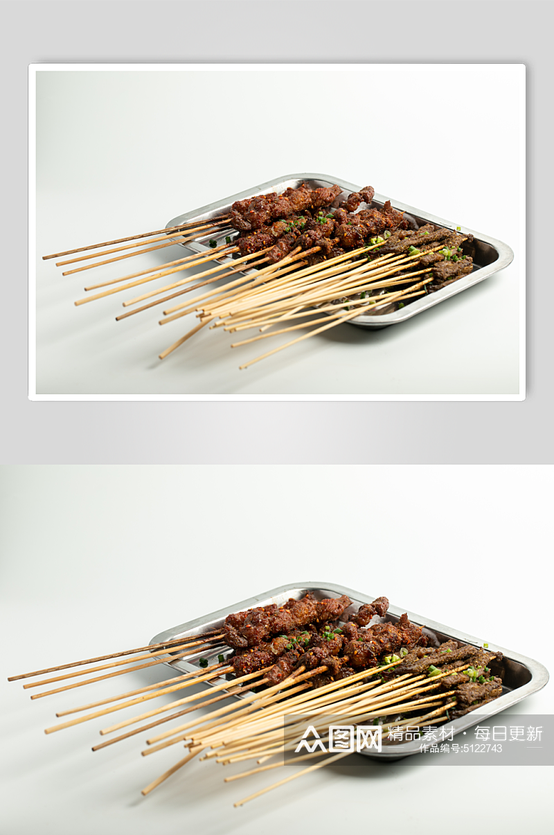 牛肉烤串烧烤菜品美食摄影图片素材