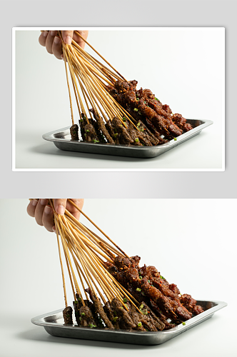 牛肉烤串烧烤菜品美食摄影图片