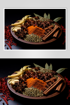 AI数字艺术各种香料调料烧烤料摄影图